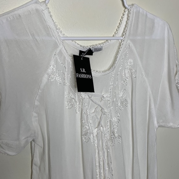 T16 SL fashion midi maxi white dress lightweight summer dress size xl - Picture 2 of 15